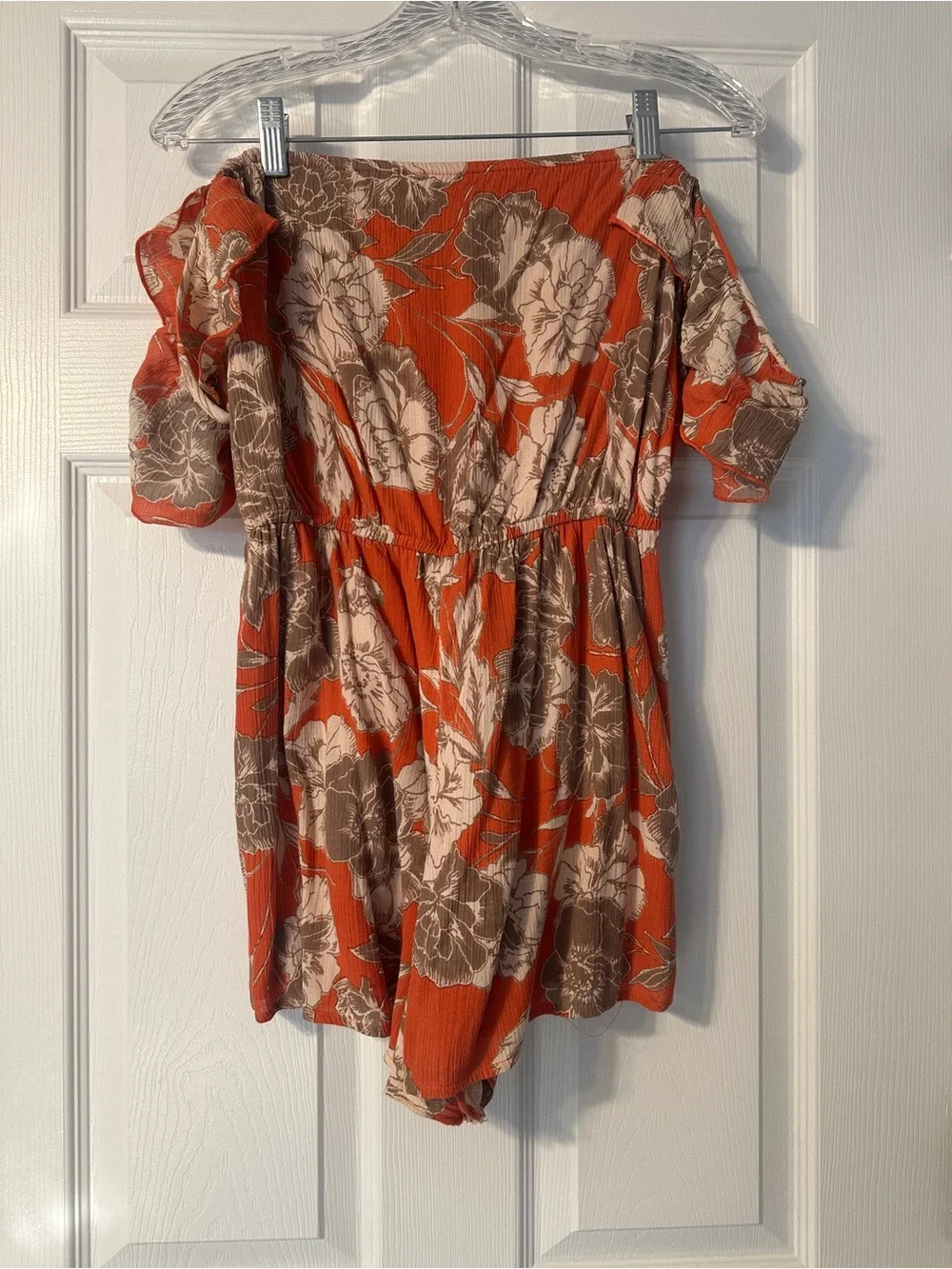 Off-Shoulder Floral Romper- Amuse Society